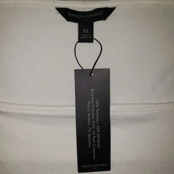 Banana Republic Long Sleeve Square Neck Dressy Ivory White Blouse Size XL NEW - Picture 4 of 9
